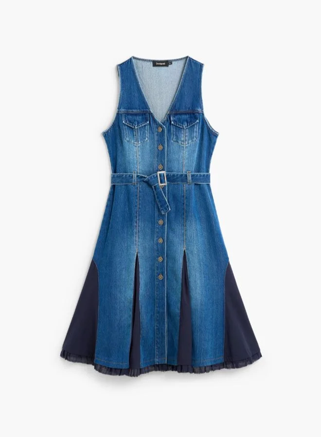 Desigual denim blue Denim midi dress for Women | Best Price UAE